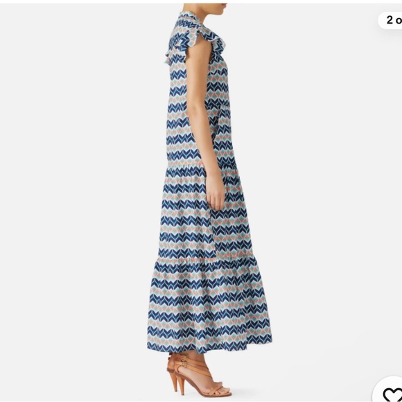 Blue and White Chevron Midi Dress - Picture 2 of 11